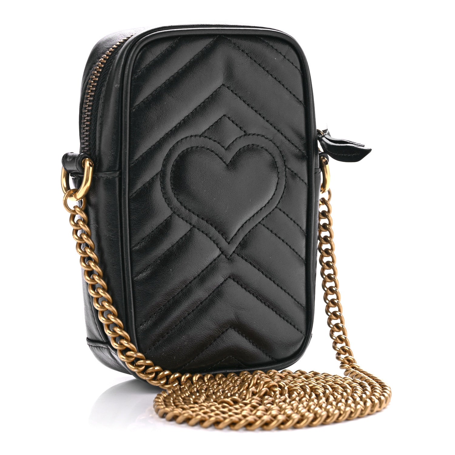 Gucci Calfskin Matelasse Mini GG Marmont Crossbody Bag Black 3 of 10