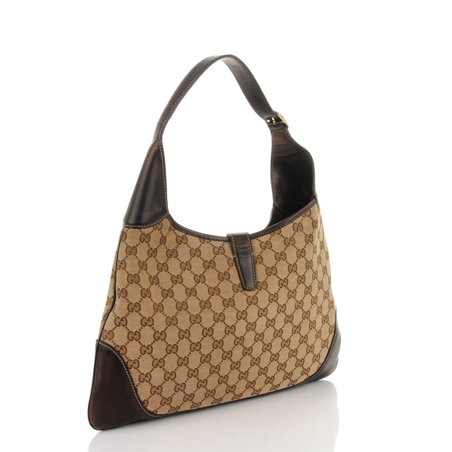 Gucci Monogram Web Jackie O Bouvier Hobo Dark Brown 3 of 9