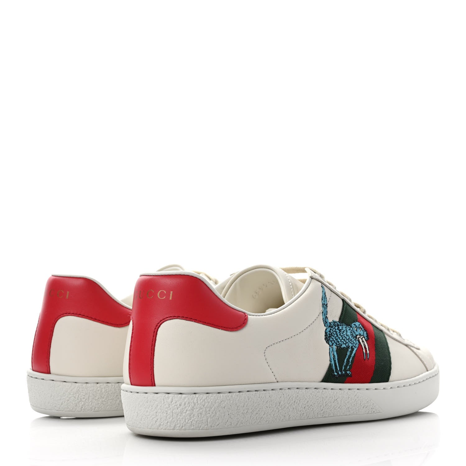 Gucci X FREYA HARTAS Calfskin Miro Soft Web Mythical Creature Embroidered Mens Ace Sneakers 8 New Mystic White 4 of 9