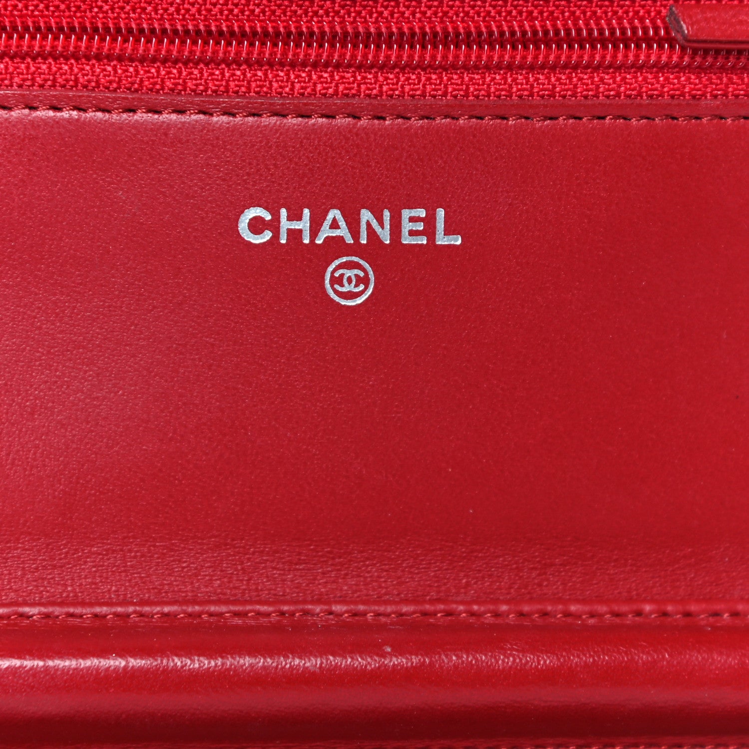 Chanel Lambskin Quilted Wallet On Chain WOC Red 6 of 14