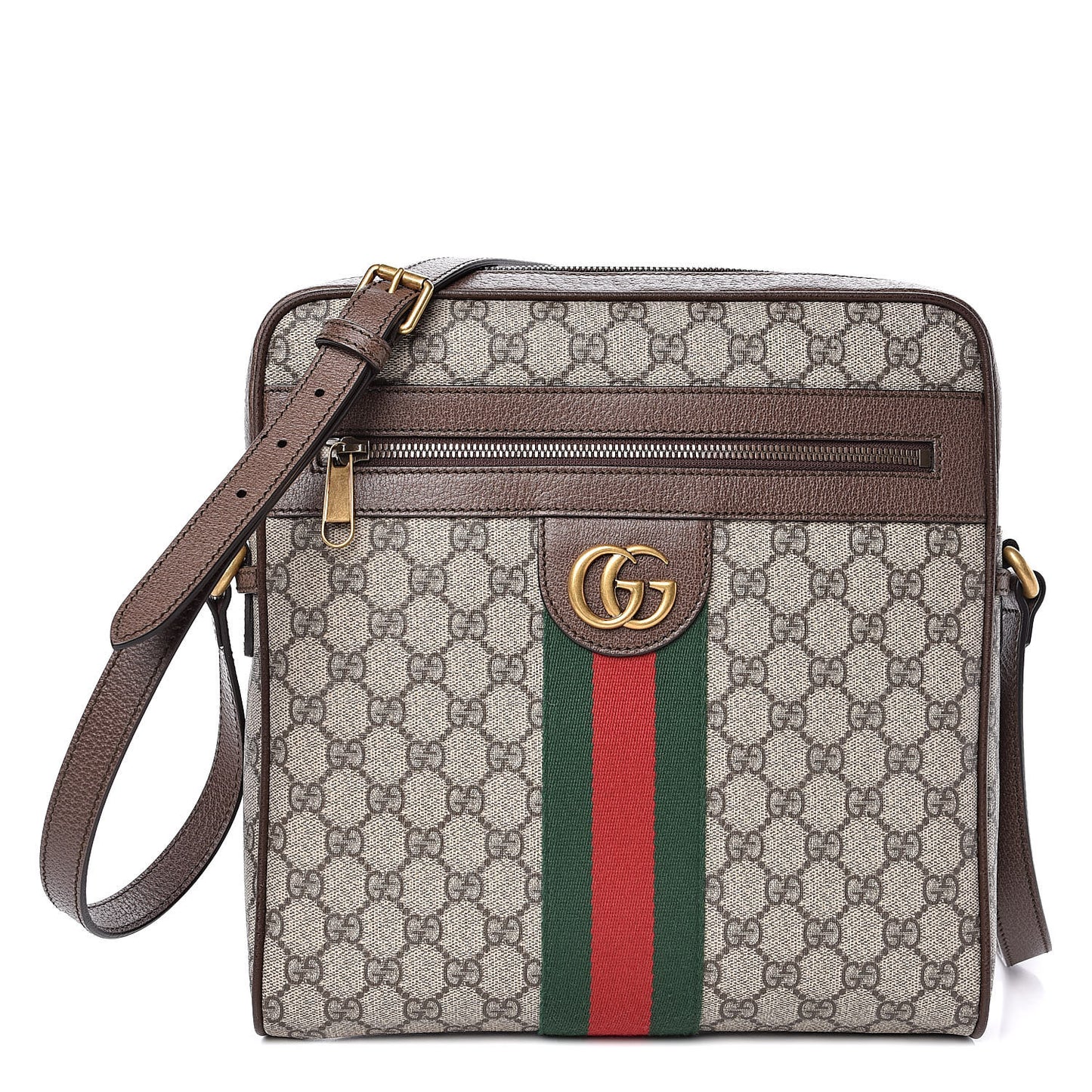 GG Supreme Monogram Web Medium Ophidia Messenger Bag Brown