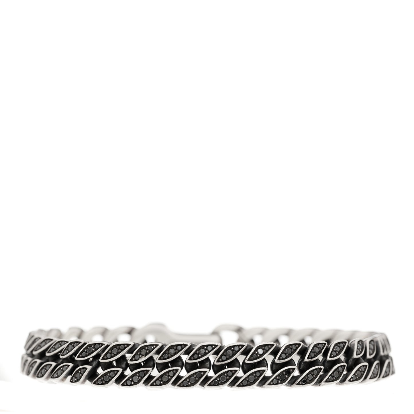 Sterling Silver Black Diamond 8mm Curb Chain Bracelet