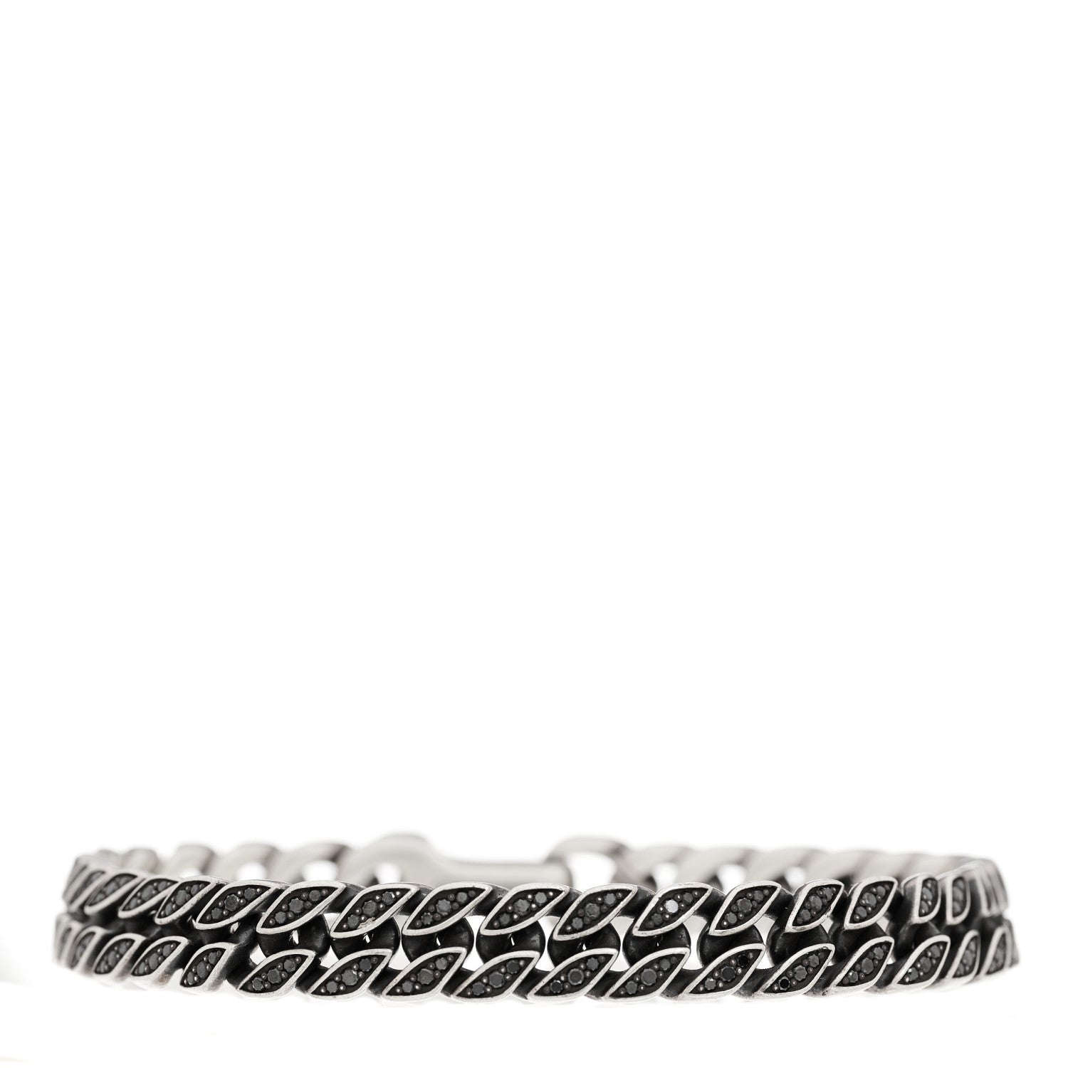 David Yurman Sterling Silver Black Diamond 8mm Curb Chain Bracelet 1 of 3