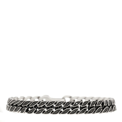 David Yurman Sterling Silver Black Diamond 8mm Curb Chain Bracelet 1 of 3