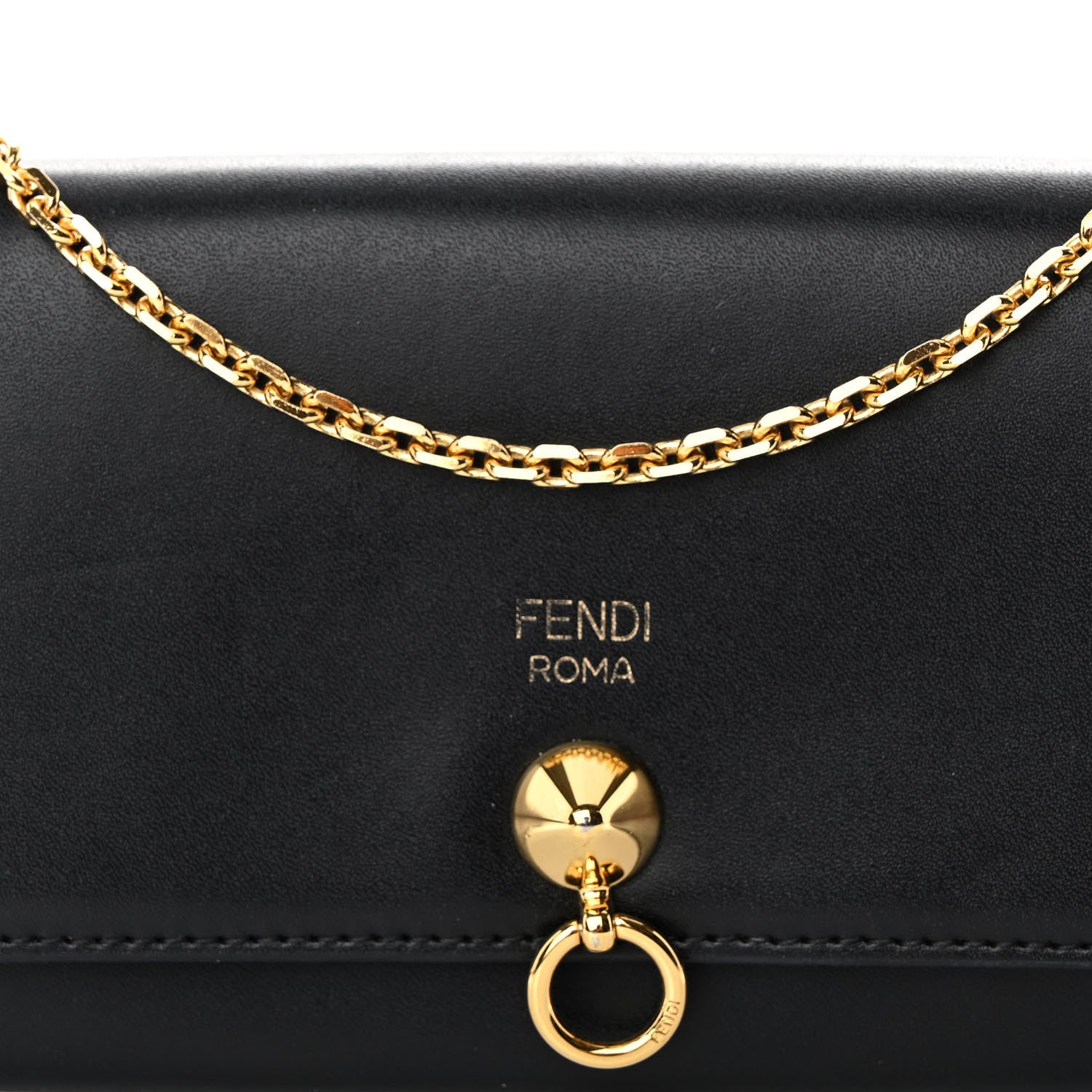 Fendi Vitello Liberty Century Lucido By The Way Continental Wallet On Chain Black 8 of 11
