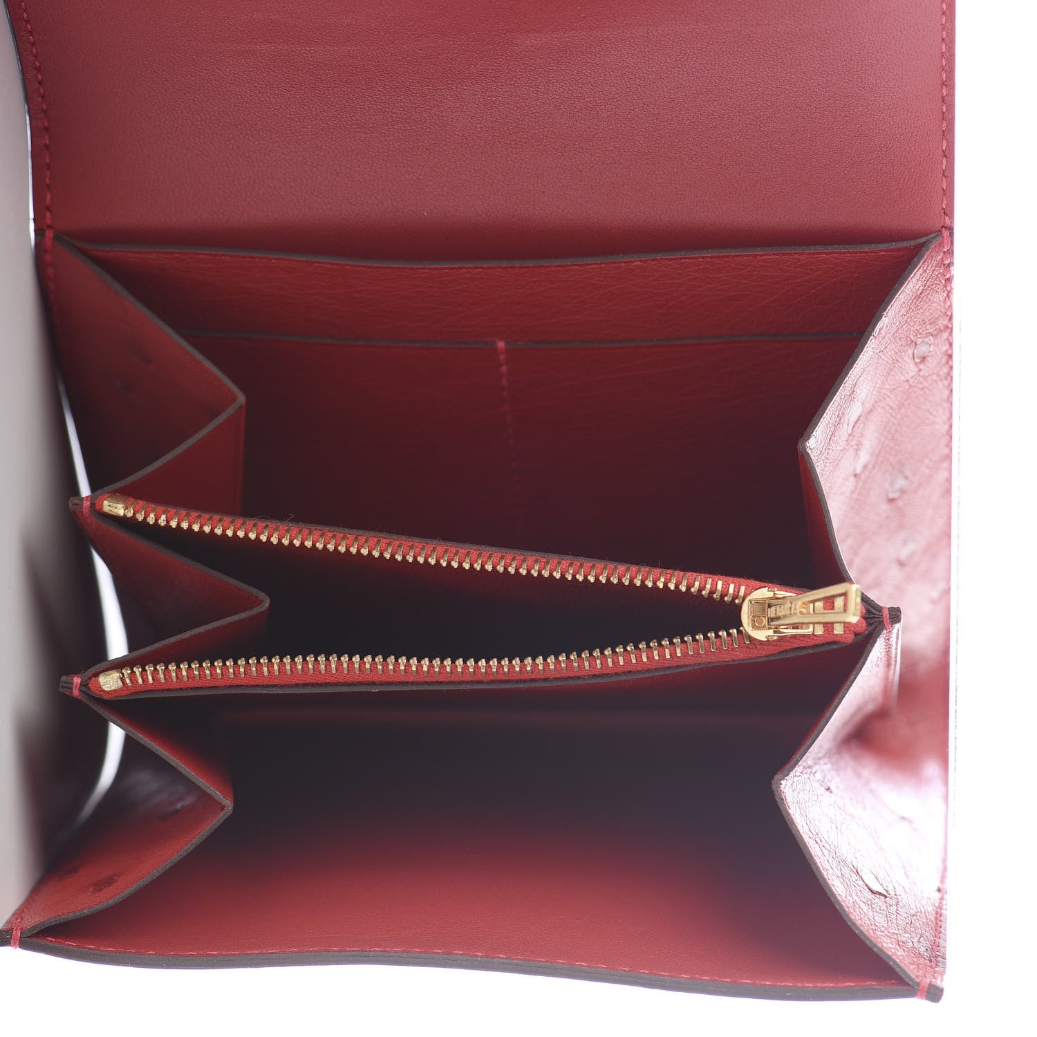 Hermes Ostrich Constance Short Wallet Rouge Vif 4 of 7