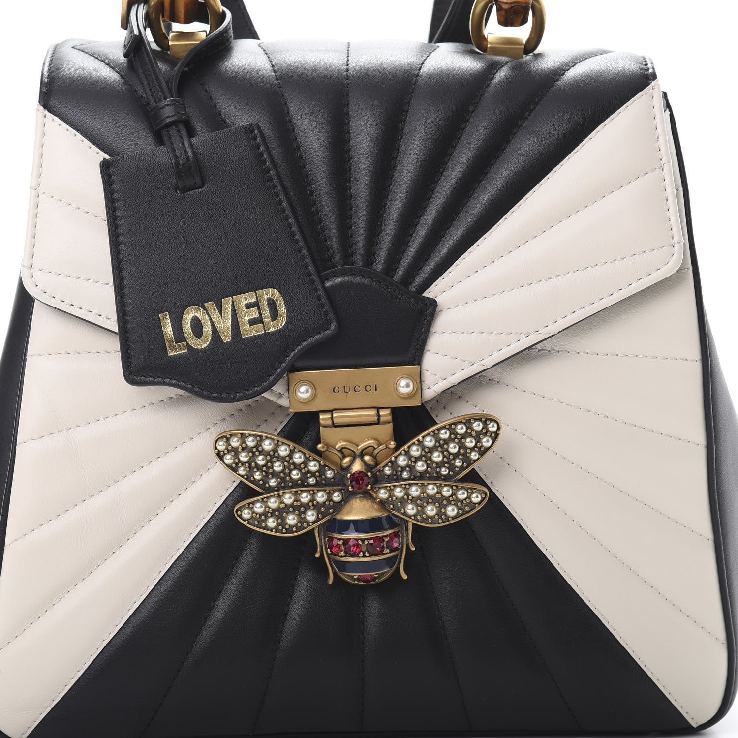 Gucci Calfskin Bamboo Trapuntata Queen Margaret Backpack Mystic White Black 7 of 11