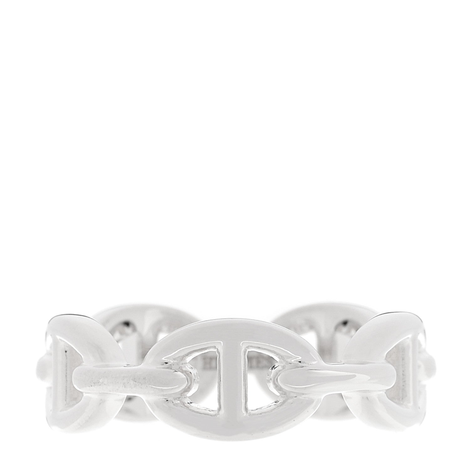 Hermes Sterling Silver PM Chaine d'Ancre Enchainee Band Ring 56 7.75 1 of 5