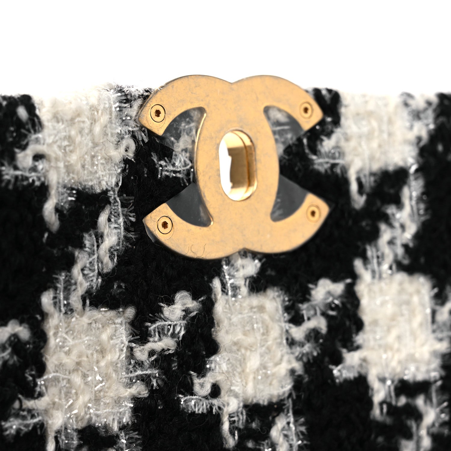 Chanel Tweed Quilted Medium Chanel 19 Flap Black Ecru White 13 of 14