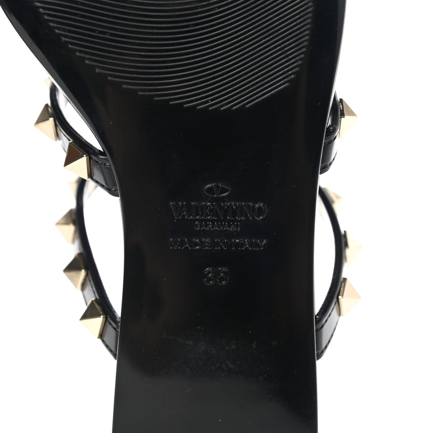 PVC Jelly Rockstud Caged Flat Thong Sandals 35 Black