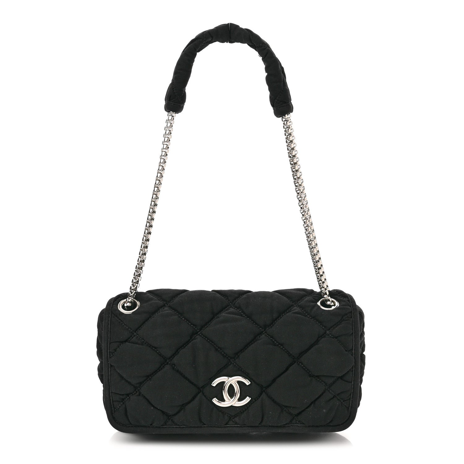 Chanel Jersey Bubble Quilt Flap Black 1 of 10