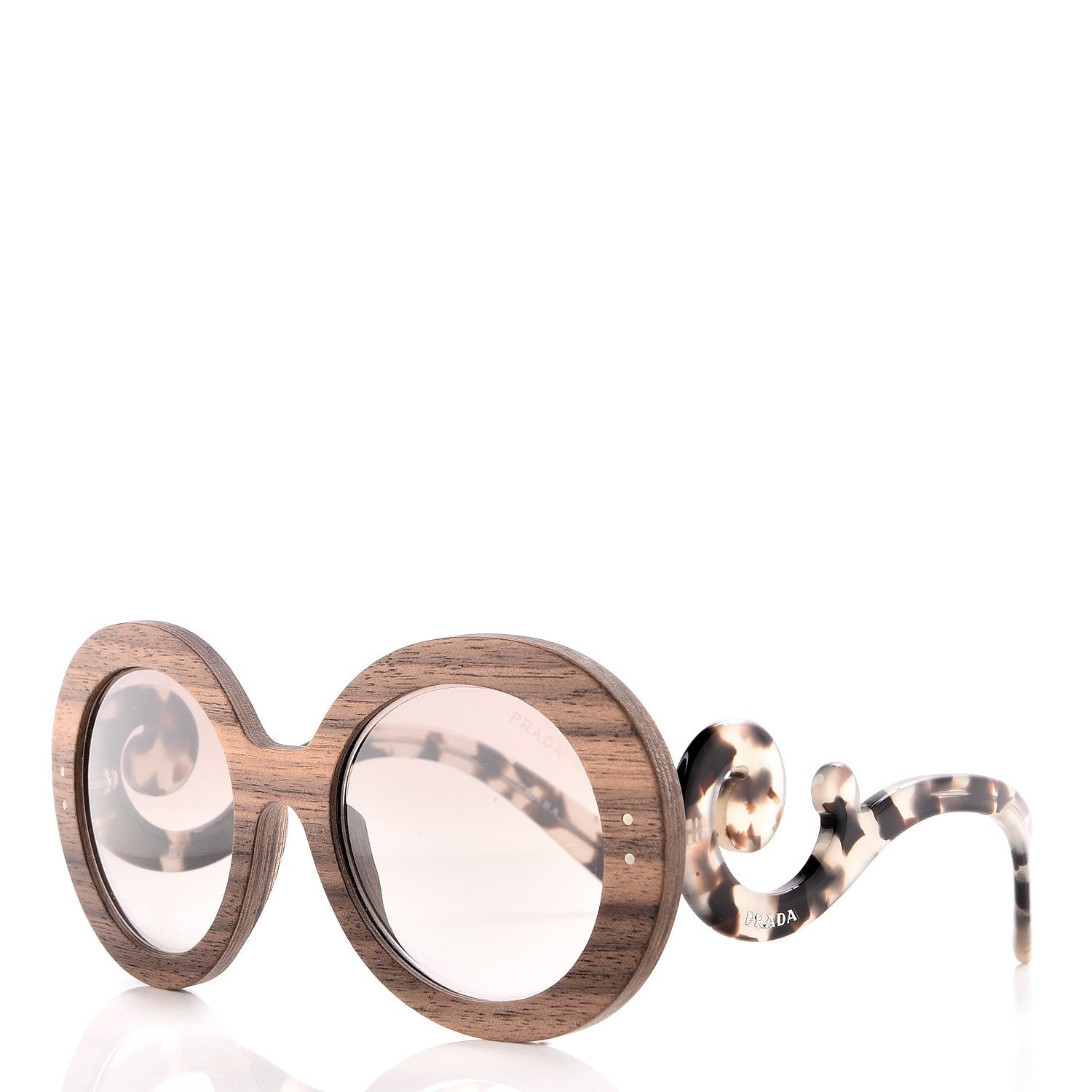 Prada Wooden Baroque Sunglasses SPR 27R Nut Canaletto 1 of 8