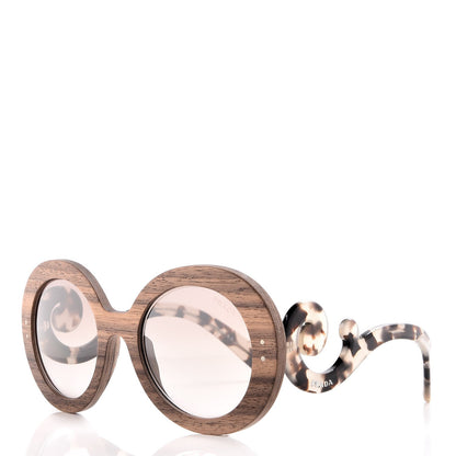 Prada Wooden Baroque Sunglasses SPR 27R Nut Canaletto 1 of 8