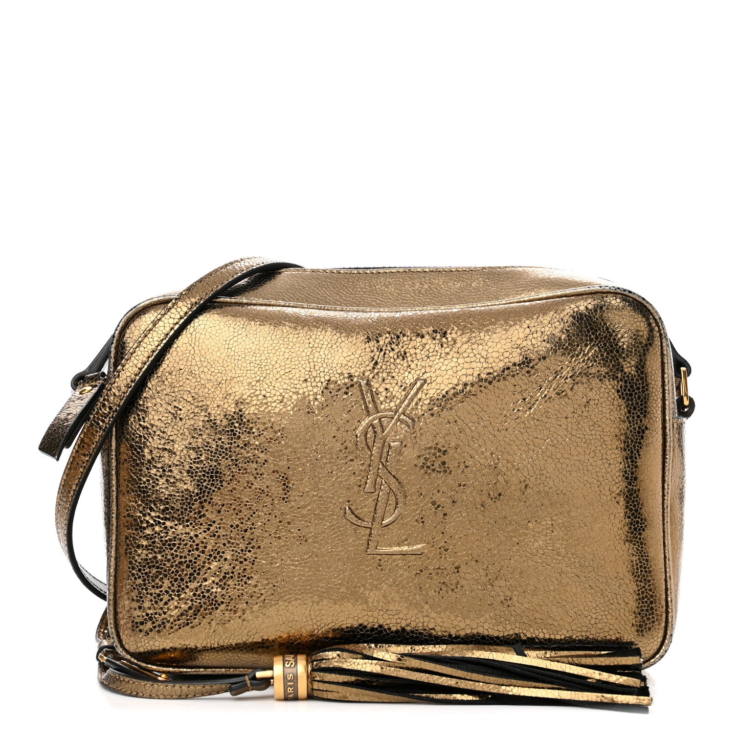 Calfskin Lame Monogram Small Lou Camera Bag Gold Olive