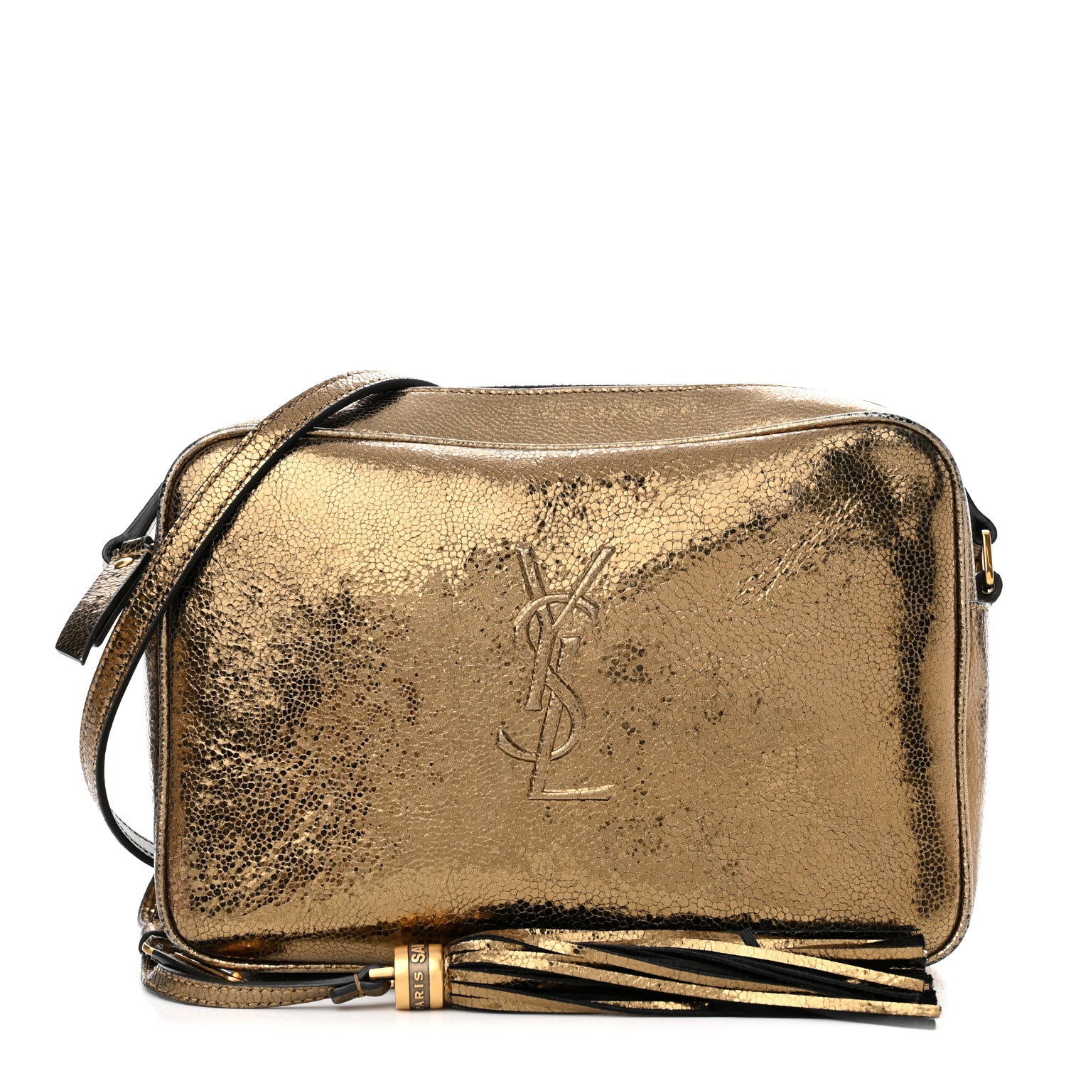 Saint Laurent Calfskin Lame Monogram Small Lou Camera Bag Gold Olive 1 of 9