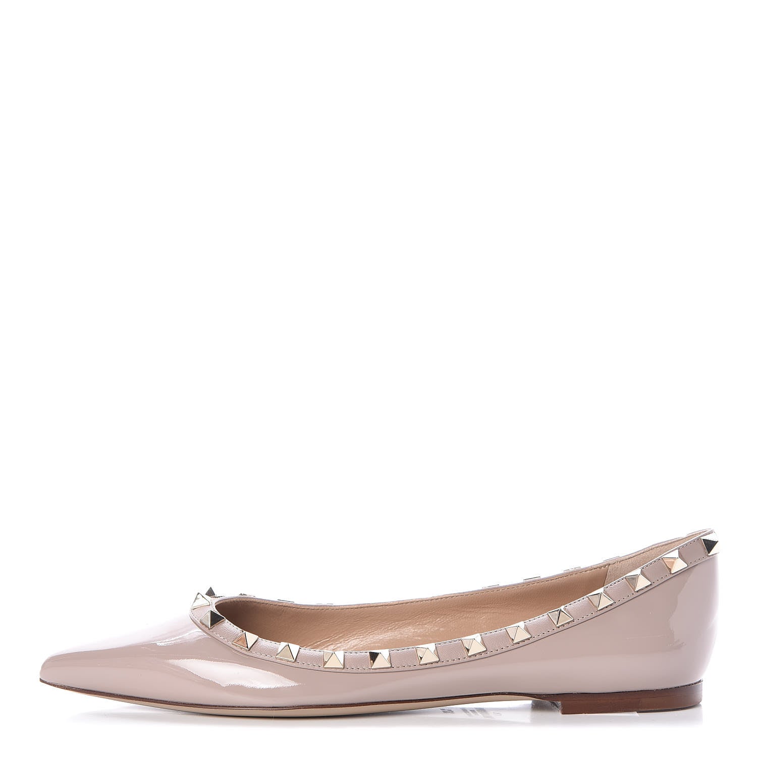 Valentino Garavani Patent Rockstud Ballerina Flats 37.5 Poudre 1 of 8