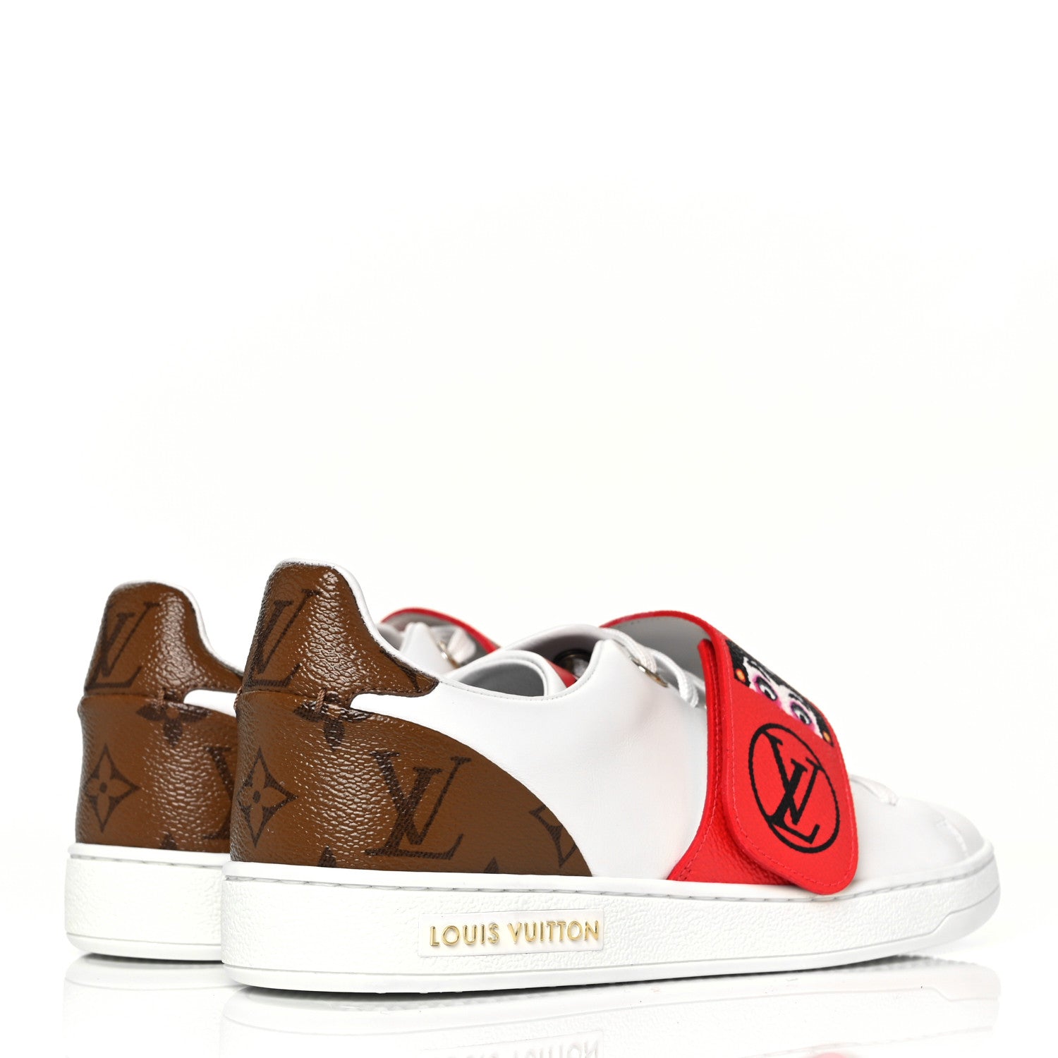 Louis Vuitton Calfskin Reverse Monogram Kabuki Low Top Sneakers 37 White 4 of 8
