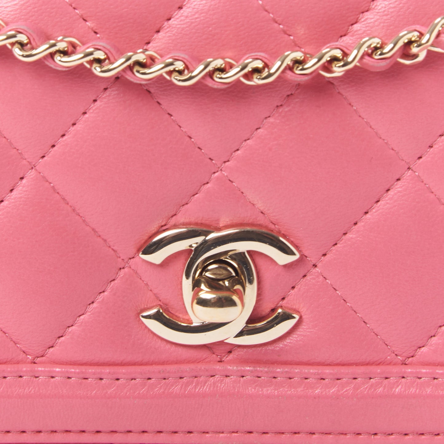 Lambskin Quilted 3 Pocket Flap Pink