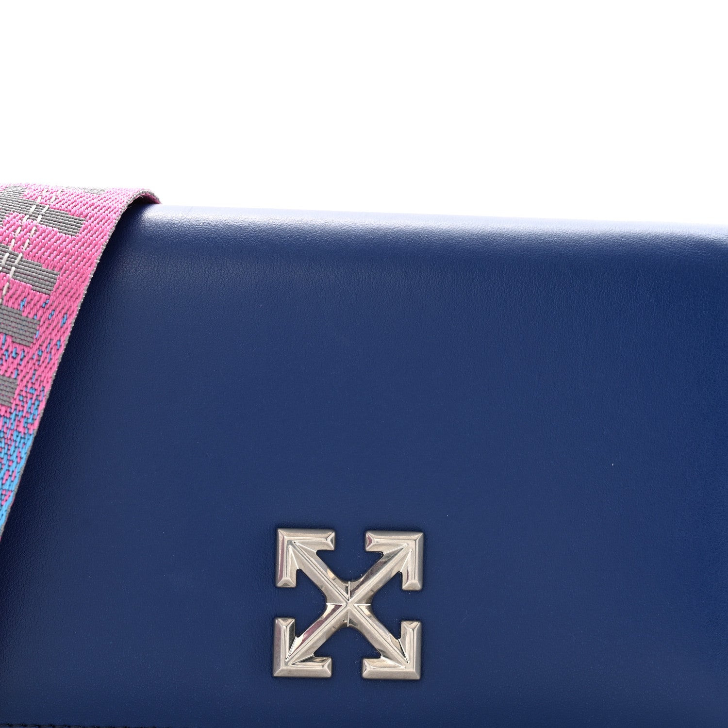 Off-White Calfskin Jitney 0.5 Crossbody Bag Blue 7 of 12