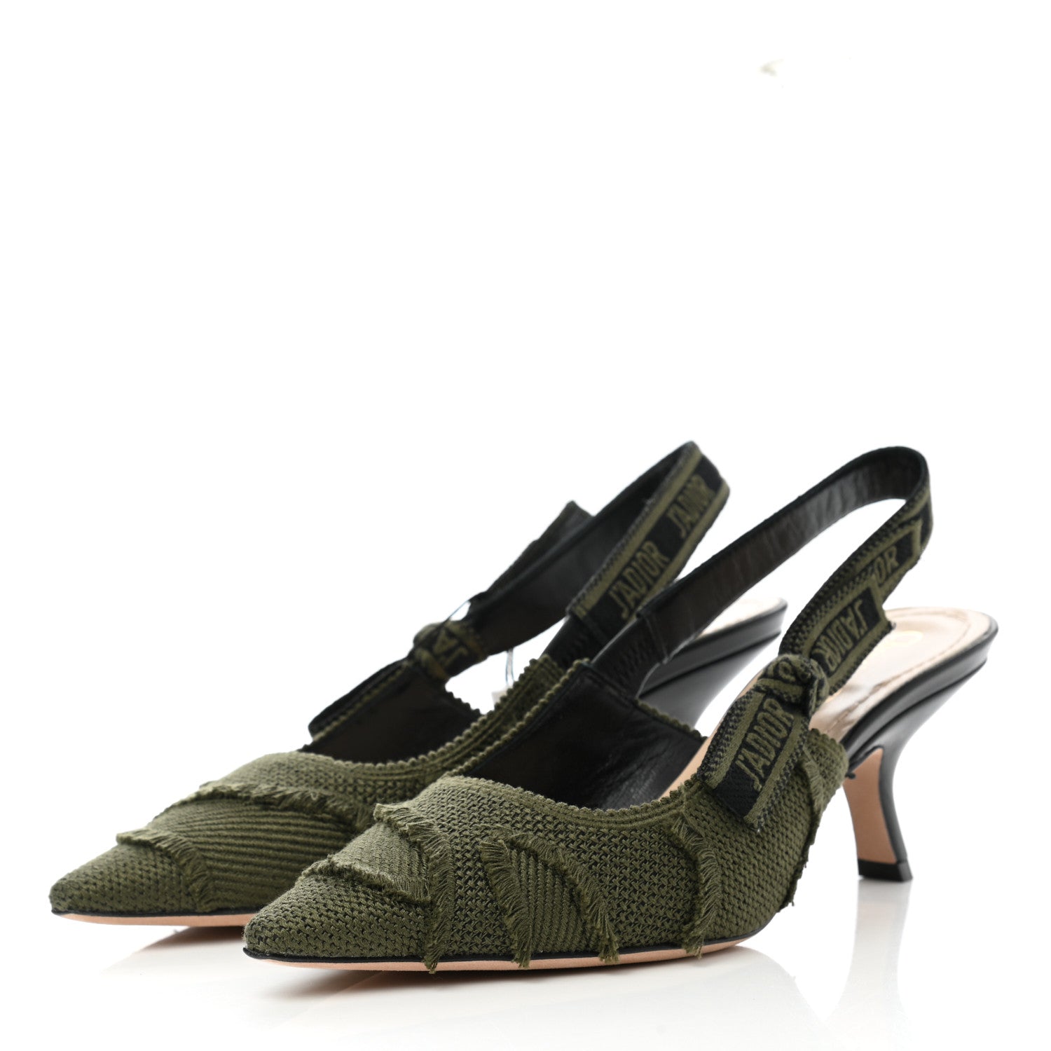 Christian Dior Canvas Ribbon Camouflage Embroidered J'Adior Slingback 65mm Pumps 37 Green 3 of 8