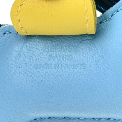Hermes Milo Lambskin Horse Hair Grigri Rodeo Horse Bag Charm PM Bleu Celeste Lime Malachite 3 of 3