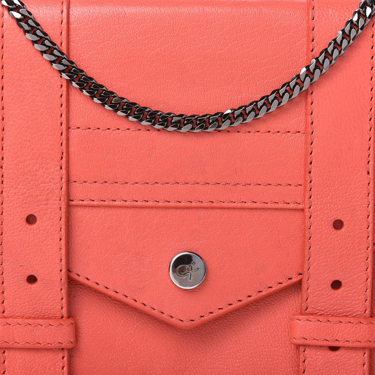 Lambskin PS1 Large Chain Wallet Grapefruit