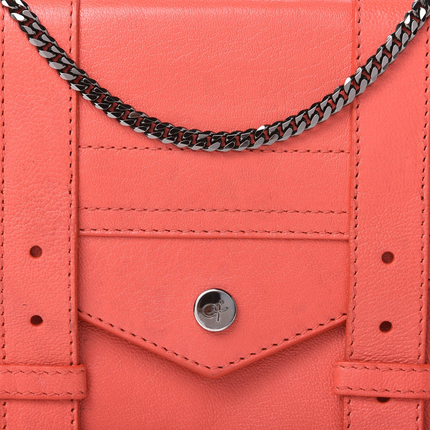 Proenza Schouler Lambskin PS1 Large Chain Wallet Grapefruit 9 of 10