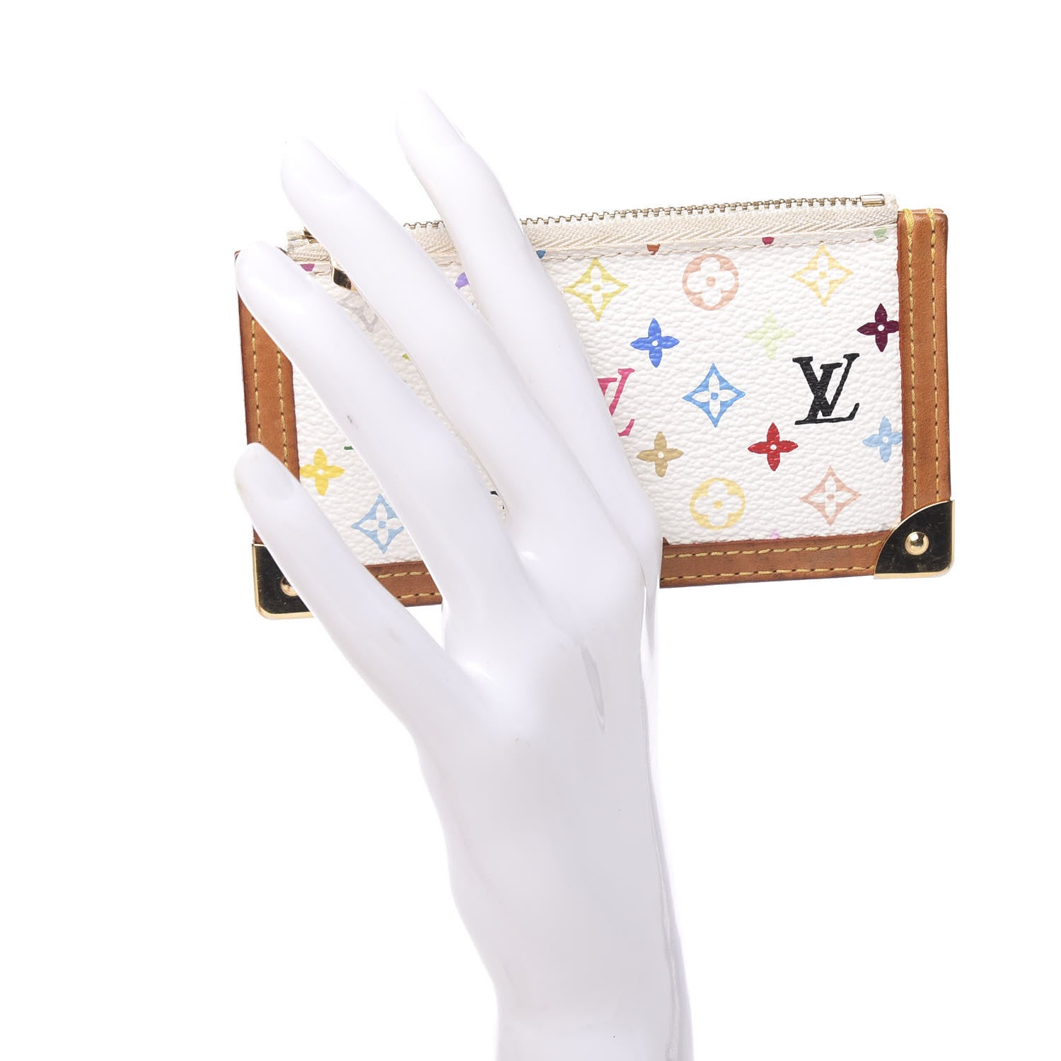 Louis Vuitton Monogram Multicolor Key Pouch White 2 of 7