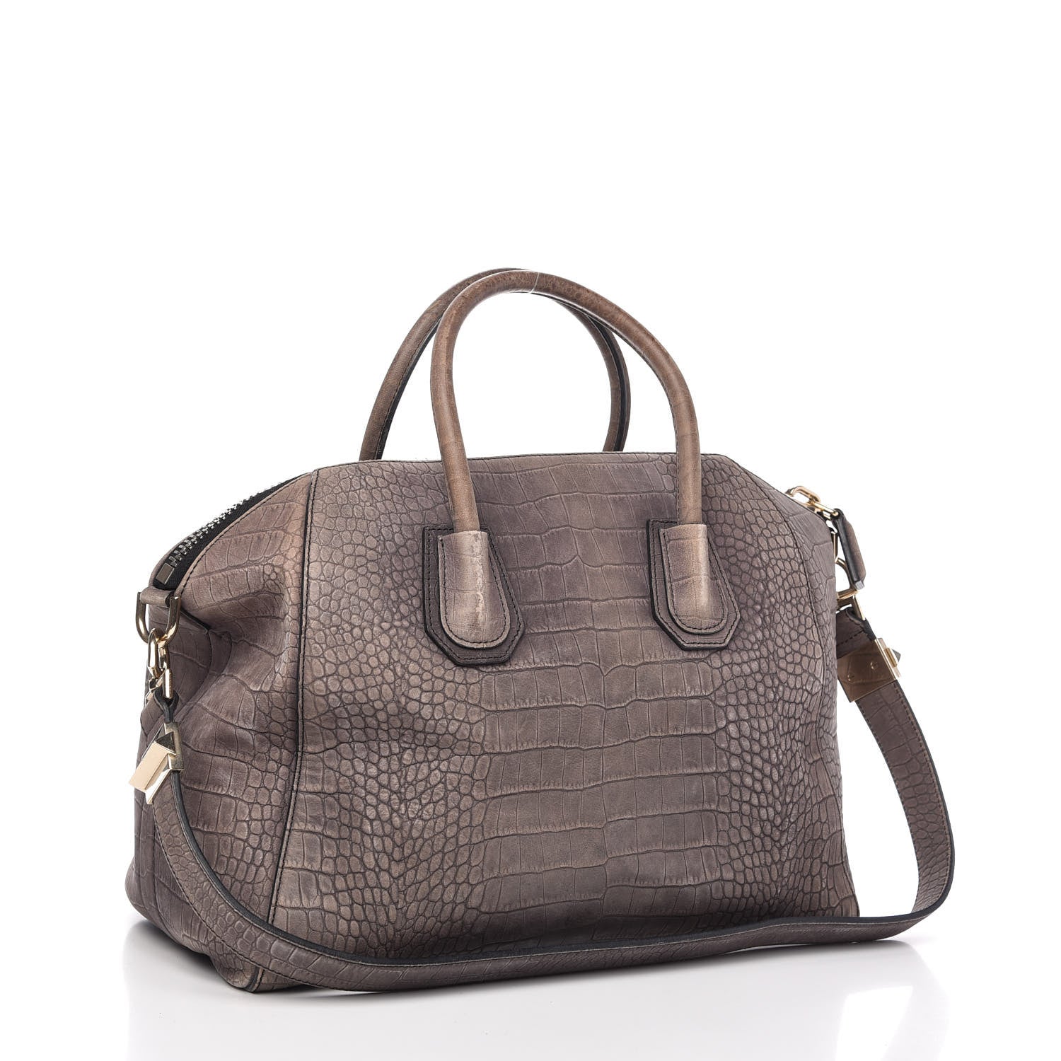 Givenchy Nubuck Crocodile Embossed Medium Antigona Washed Black 3 of 10