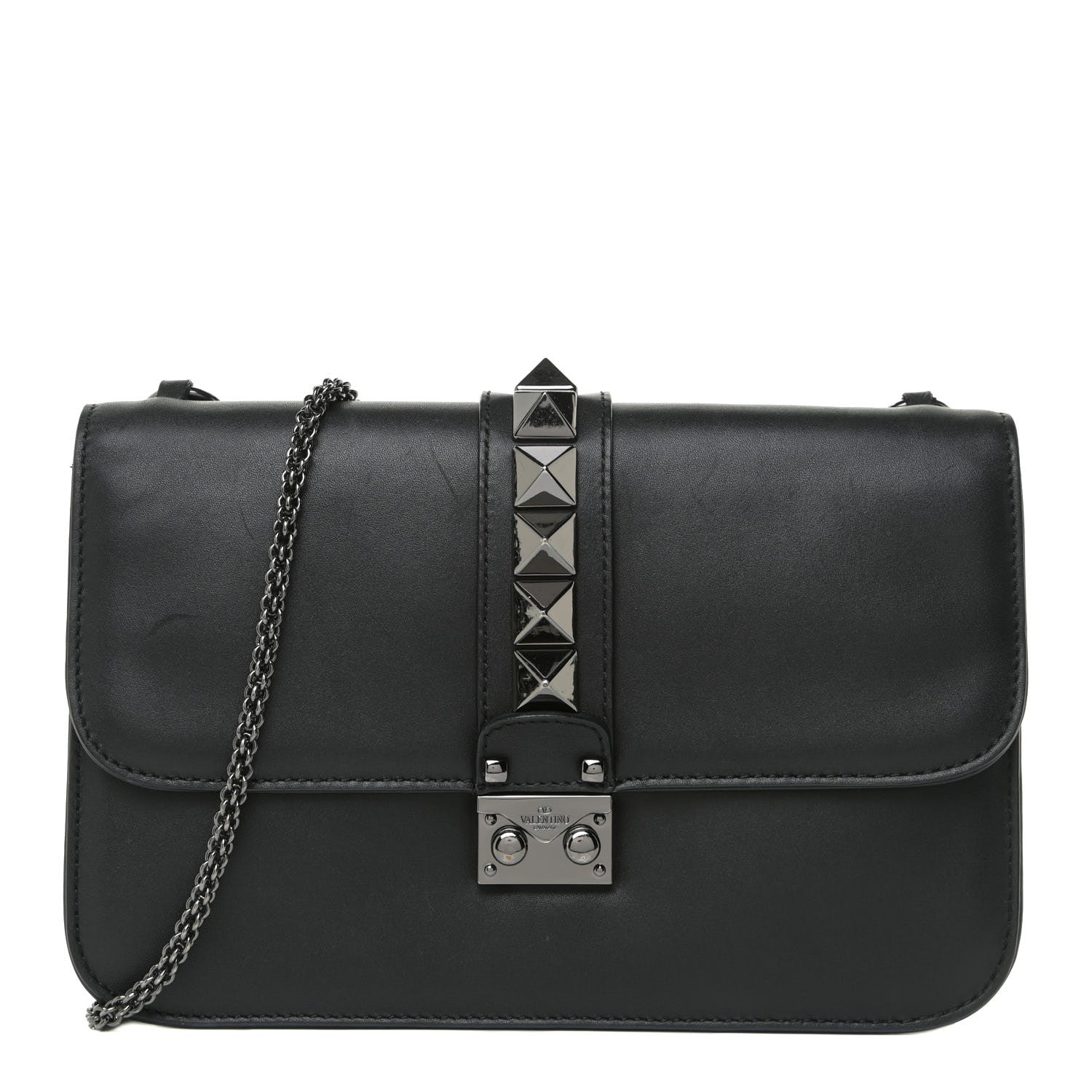 Valentino Garavani Vitello Medium Glam Lock Rockstud Flap Black 1 of 21