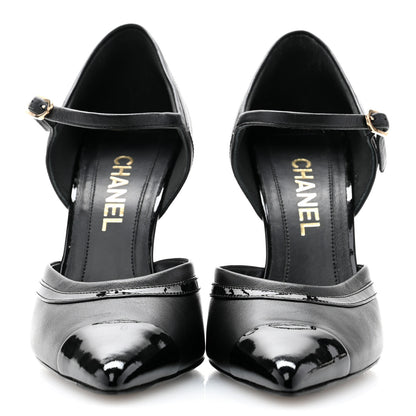 Chanel Patent Calfskin CC Ankle Strap Pumps 38 Black 2 of 10