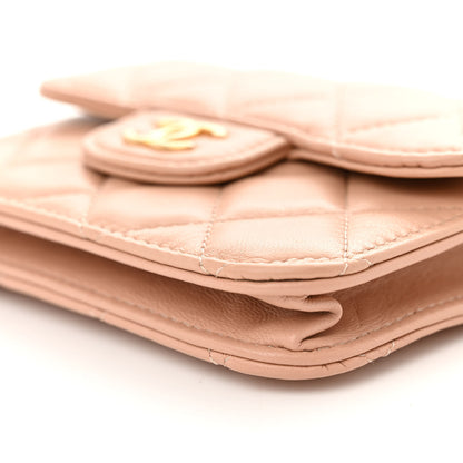 Chanel Lambskin Quilted Top Handle Flap Coin Purse With Chain Beige 11 of 12