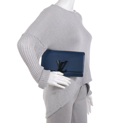Louis Vuitton Calfskin Louise Clutch Blue 2 of 7