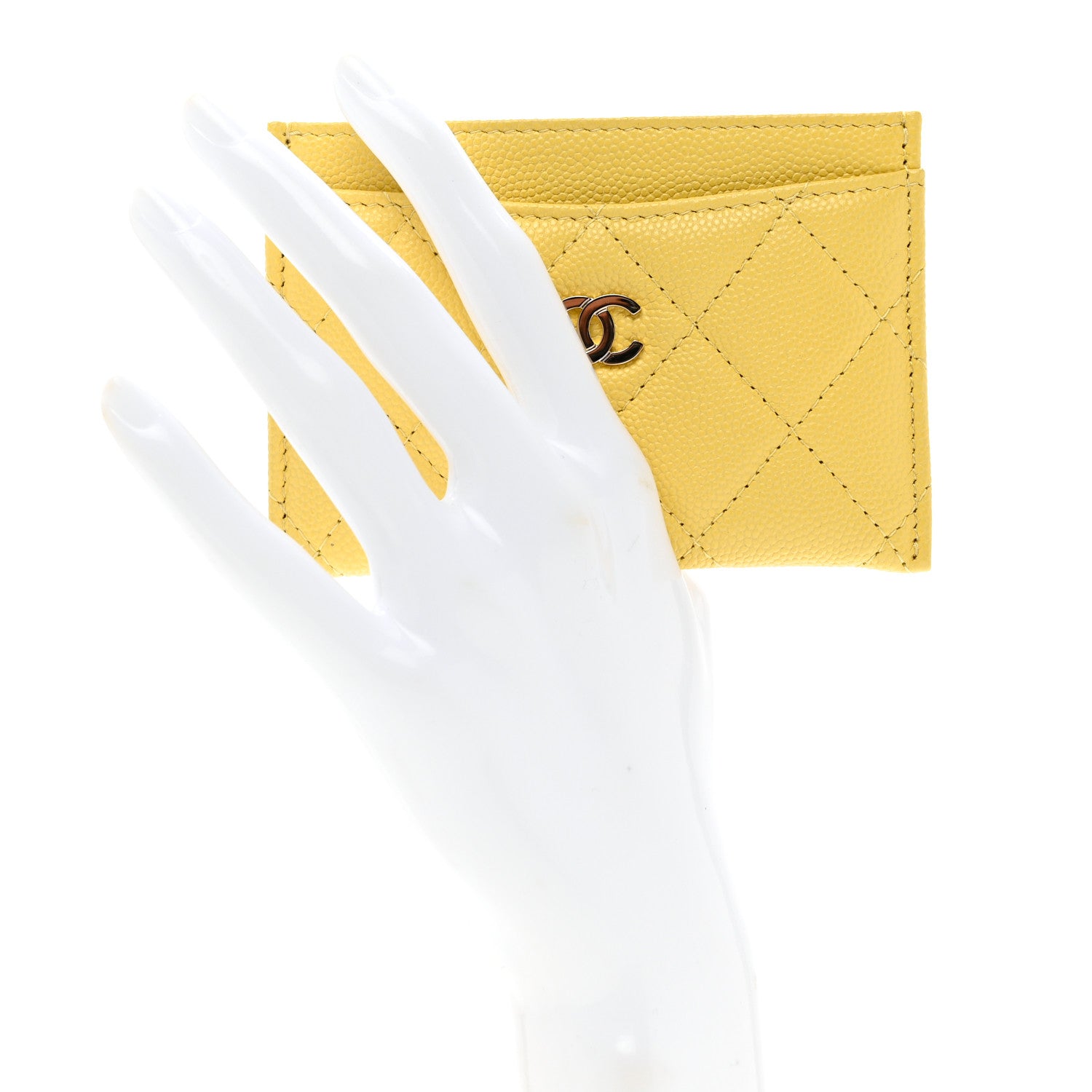 Chanel Caviar Quilted Card Holder Yellow 2 of 9