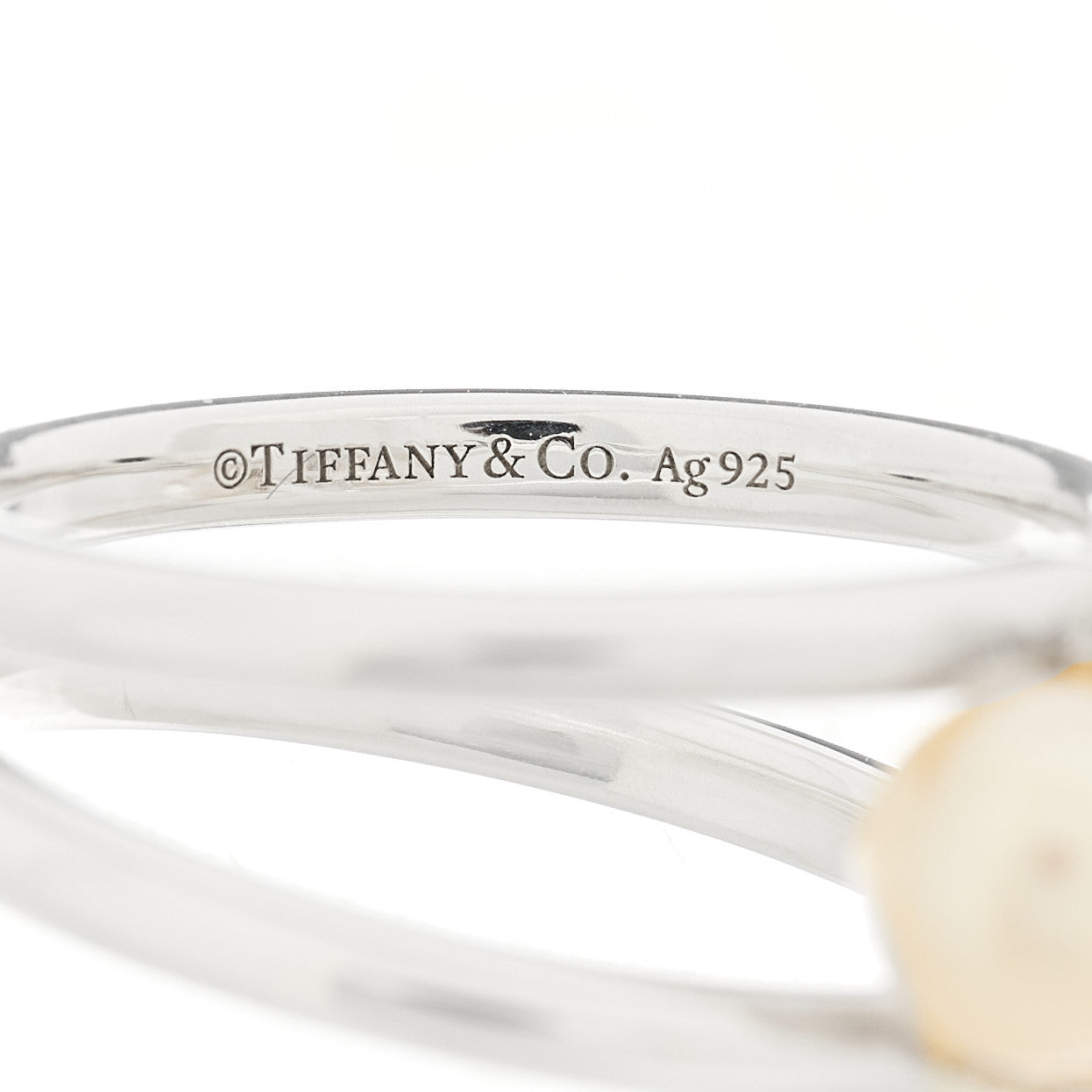 Tiffany Sterling Silver Pearl HardWear Double Pearl Ring 50 5.5 5 of 6