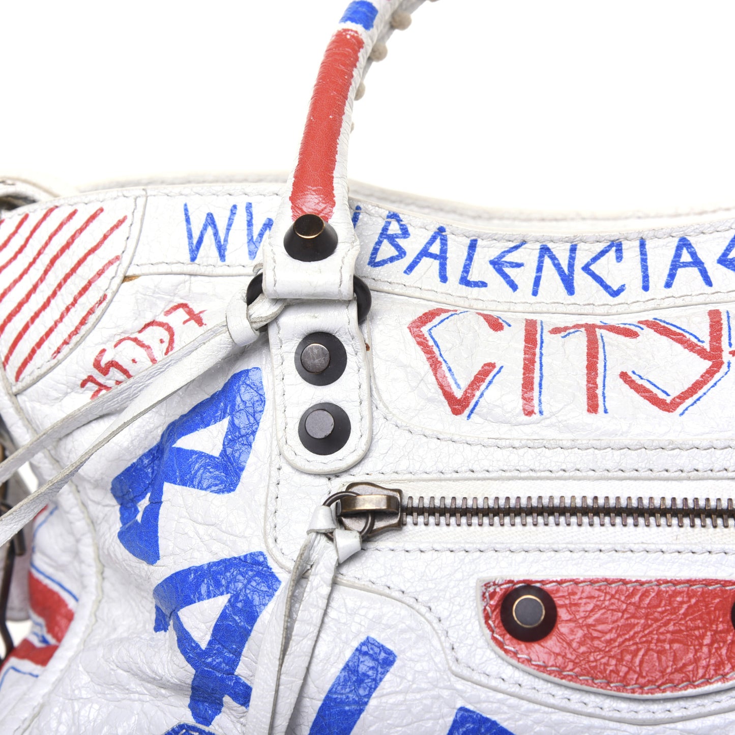 Agneau Graffiti All Over Classic Hardware S City White Bleu Rouge