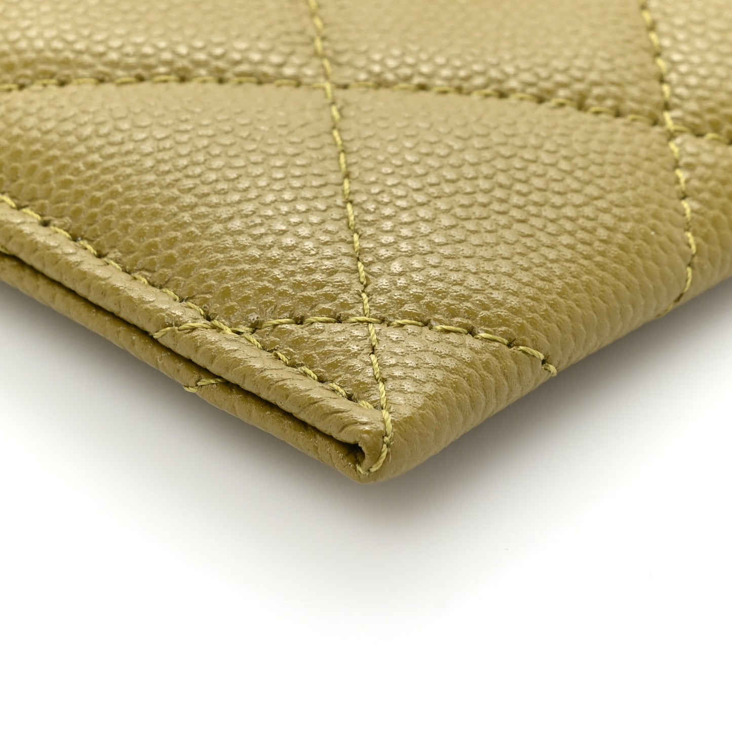 Caviar Quilted Crystal Card Holder Green
