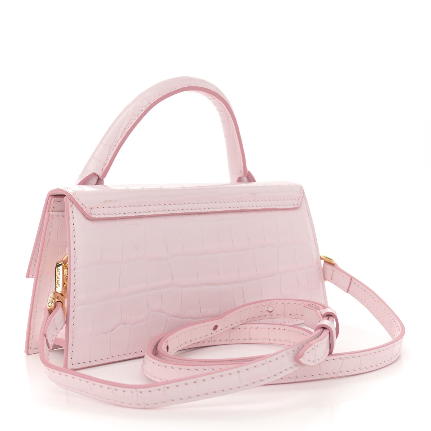 Calfskin Crocodile Embossed Le Chiquito Long Pale Pink