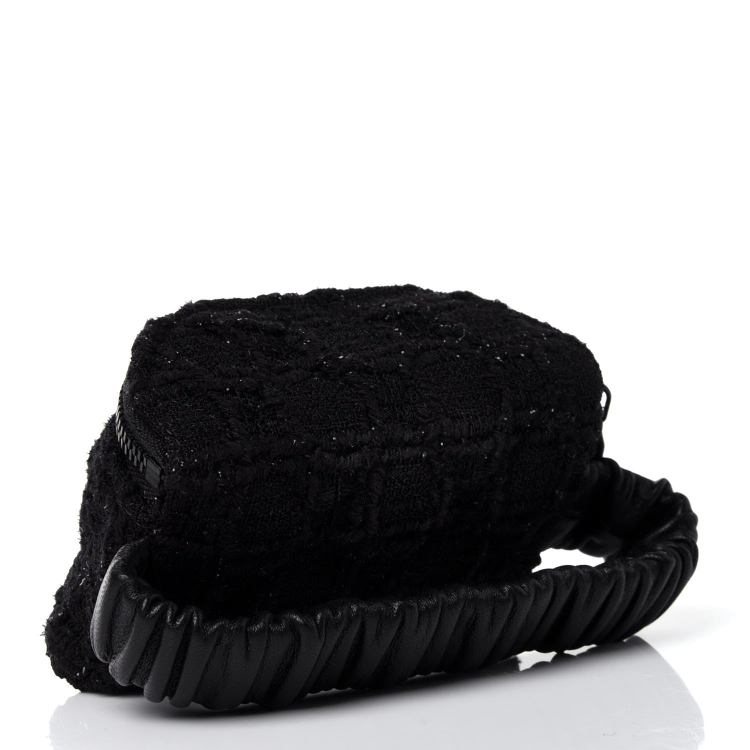 Chanel Tweed Lambskin Quilted Arm Coin Purse Black 2 of 4