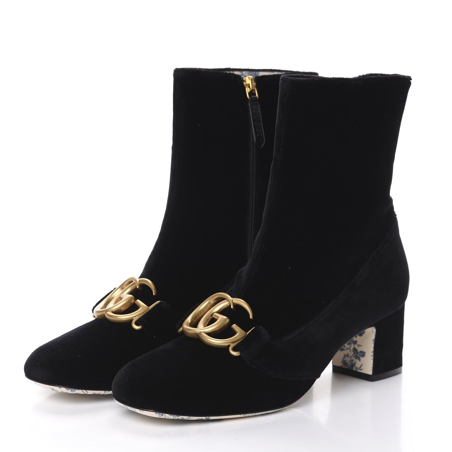 Softy Velvet Malaga Kid GG Victoire 55mm Ankle Boots 39 Black