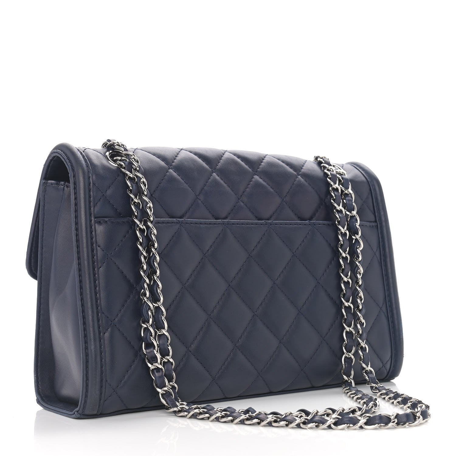 Chanel Lambskin Quilted Large Geometric Flap Navy 2 of 10