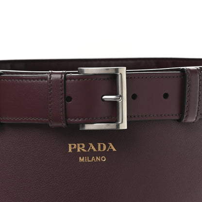 Prada Calfskin Buckle Bucket Bag With Belt Bordeaux 8 of 11