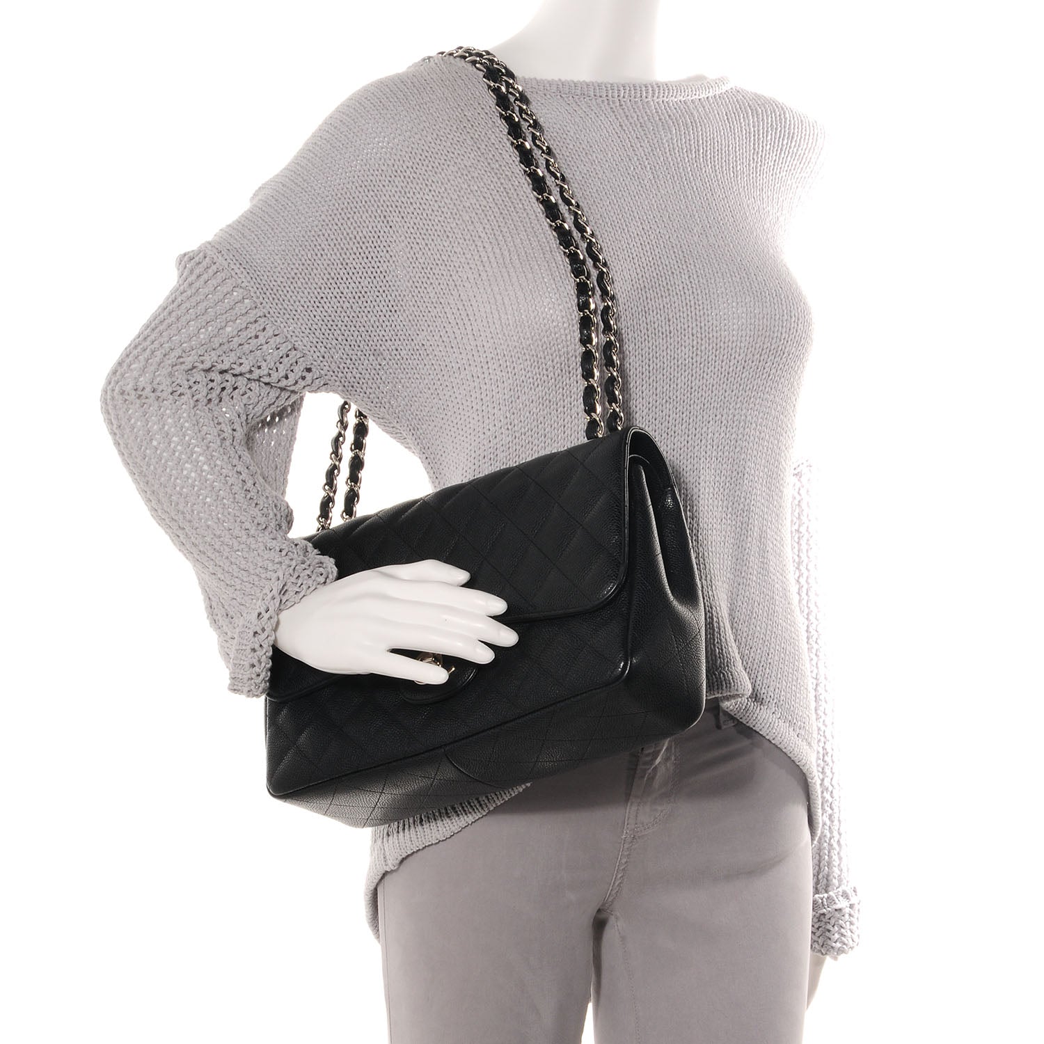Chanel Caviar Quilted Jumbo Double Flap Black 2 of 9