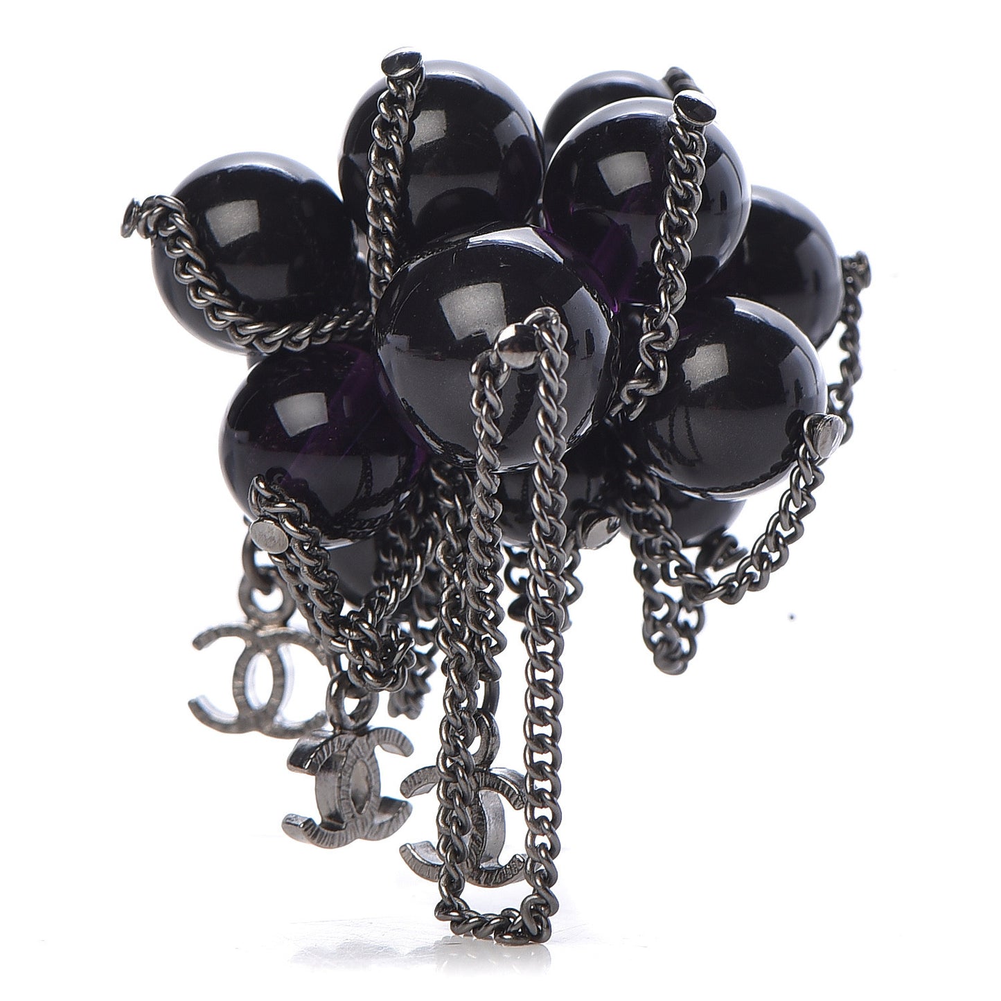 Ruthenium Beaded CC Ring 6.25 Purple