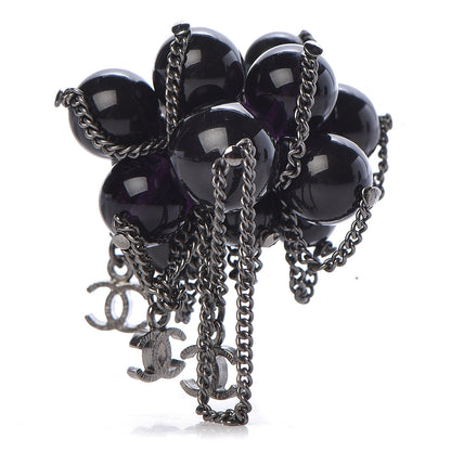 Chanel Ruthenium Beaded CC Ring 6.25 Purple 1 of 3