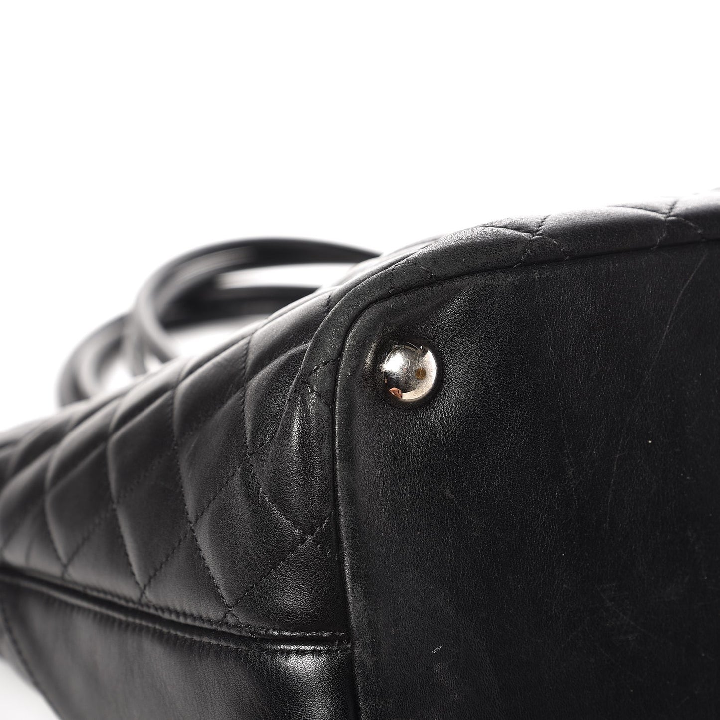 Calfskin Quilted Large Cambon Tote Black