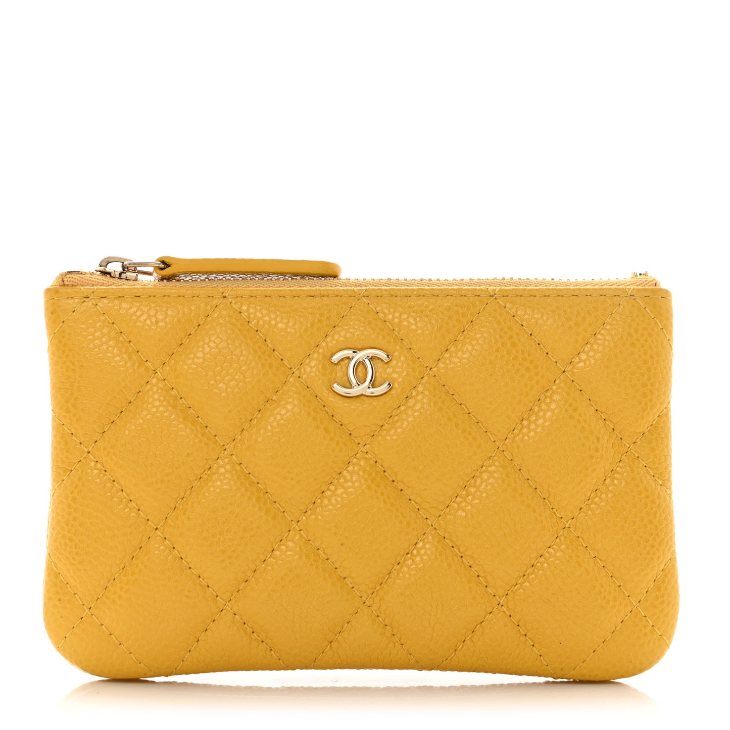Caviar Quilted Small Cosmetic Case Yellow