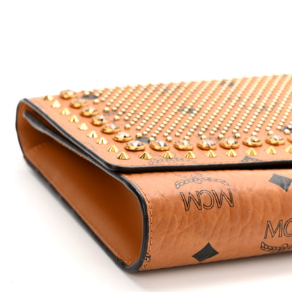 MCM Visetos Studded Chain Wallet Cognac 9 of 14