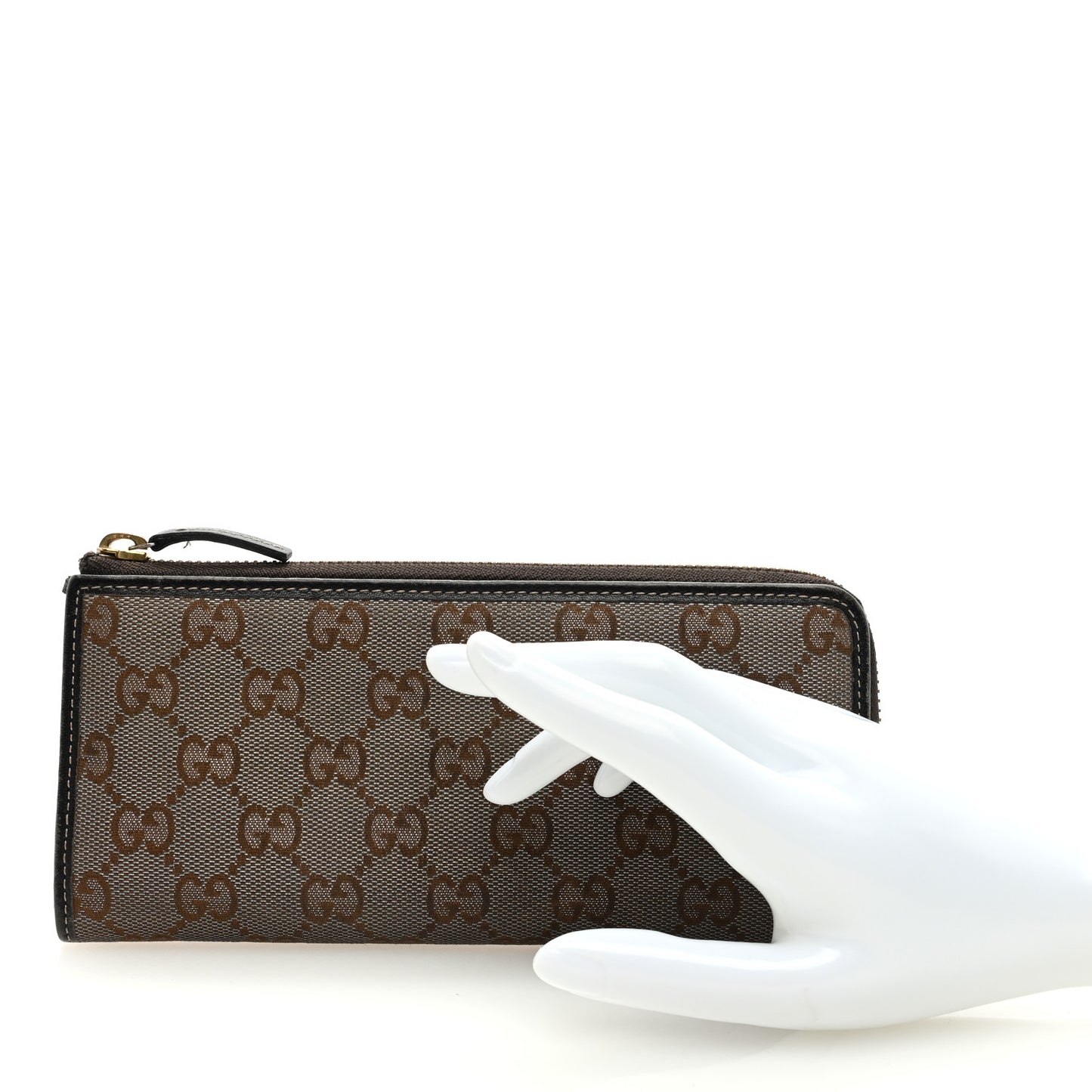 Metallic Monogram Zip Around Wallet Brown