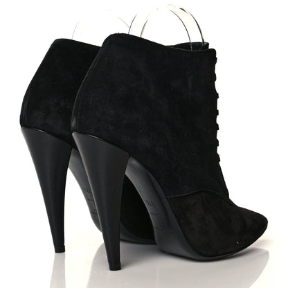Saint Laurent Suede Kiki Lace-Up Ankle Boot 37.5 Black 4 of 11